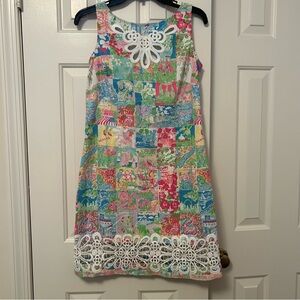Lilly Pulitzer Mariana Shift Dress Lilly's State of Mind Patch Print Size 6